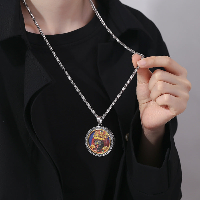 Zircon Necklace - Vintage For Men Amulet In Titanium Steel Handmade Planderful Jewelry