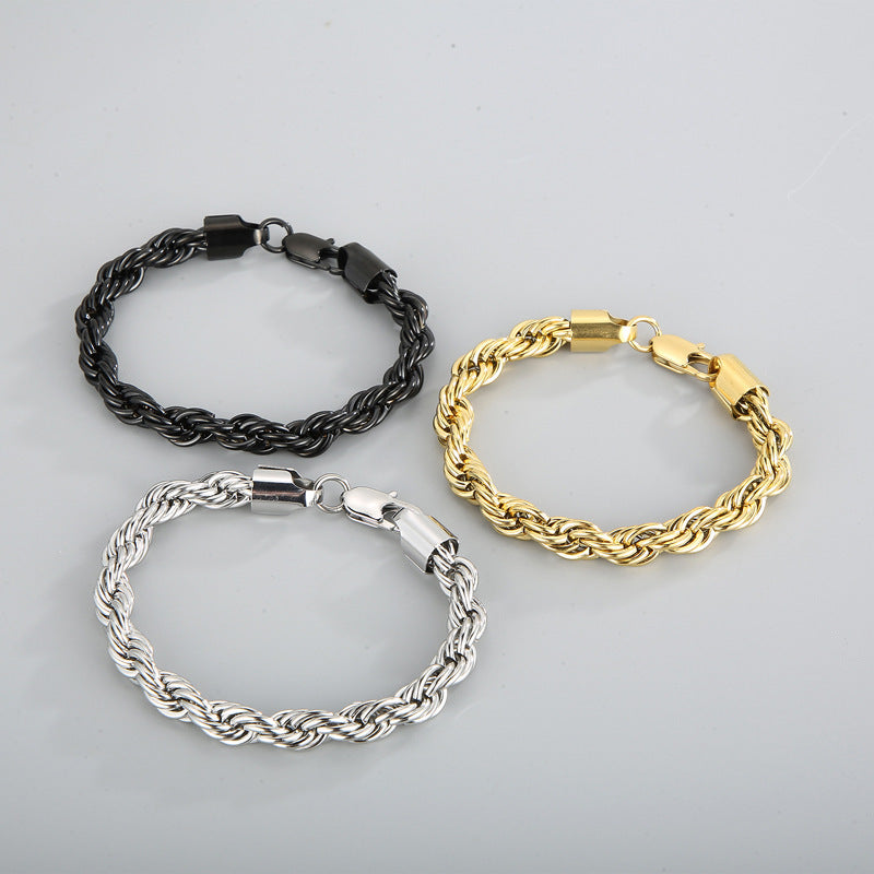 Titanium Steel – & Men's Buckle Twist Chain 4/6/8 Mm Twist Rope Chain Bracelet