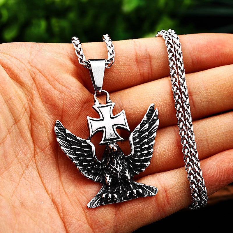 custom vintage-inspired titanium eagle pendant for men