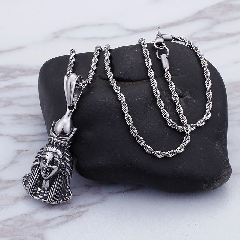 Stylish Titanium Steel Egyptian Pharaoh Pendant for Men