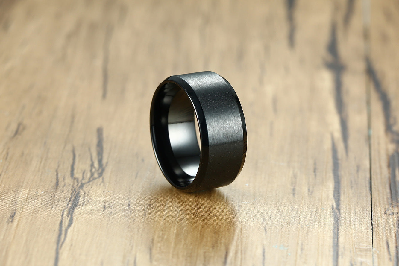 Plain Ring Sand Surface Stainless Steel Graduation Ring for Men