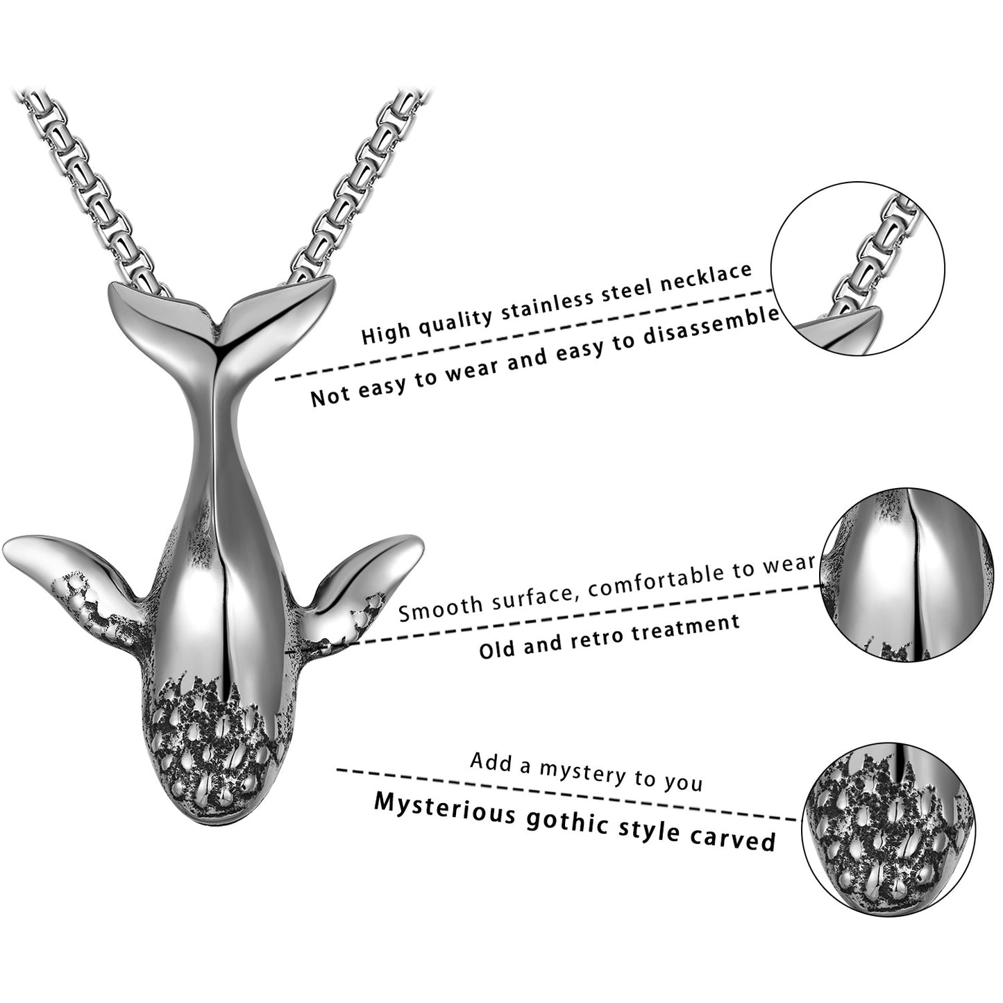 Titanium Steel Necklace - Statement Blue Whale Pendant