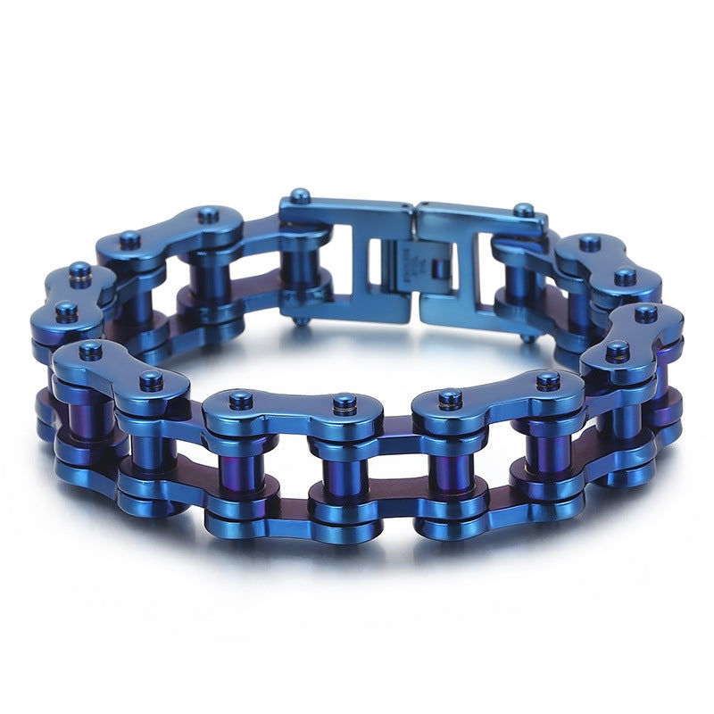 Titanium Steel Men's Bicycle Bracelet - 18mm Hip-Hop Rock Style Locomotive Chain for European and American Men
