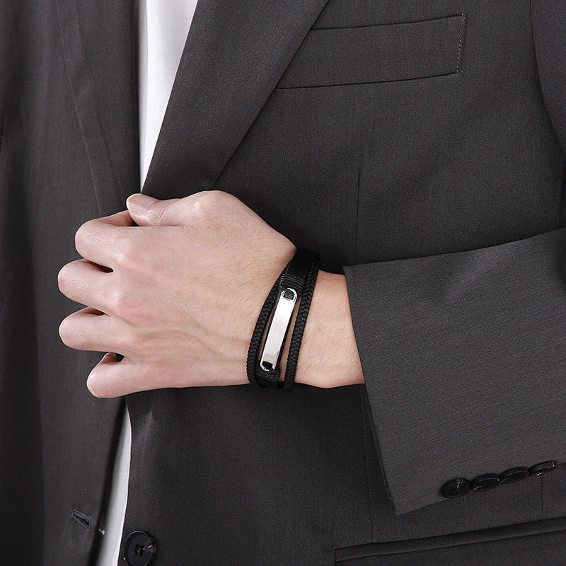 Planderful Titanium Steel Bracelet For Men Woven Design