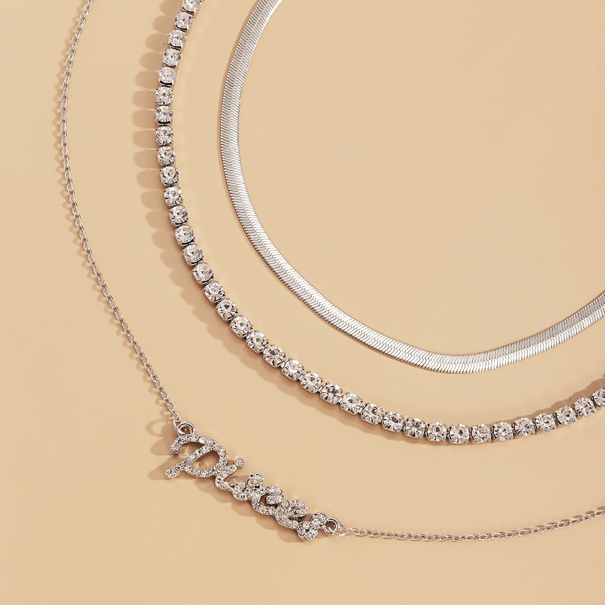 Planderful Vienna Verve Personalized Letter Zircon Necklace For Women Elegant Snake Chain Statement