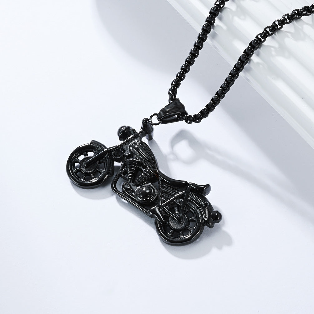 Planderful Titanium Steel Necklace For Men Retro Locomotive Pendant Urban Punk Style