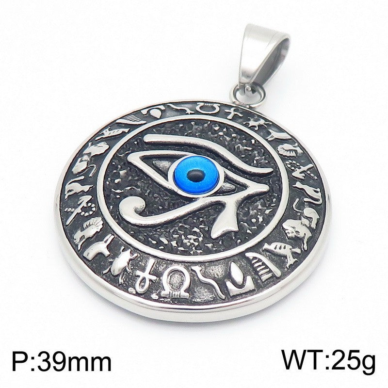 Mythology Series Pendant, Retro Double-Sided God Axe Mask Devil'S Eye Snake Woman Titanium Necklace