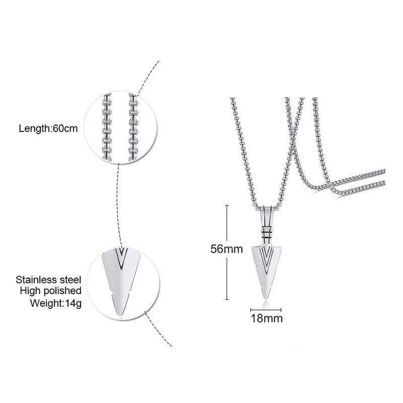 Spearhead Pendant Hip-Hop Wind Titanium Steel Necklace Men's Titanium Steel Pendant