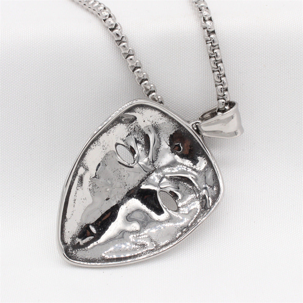 V-Shaped Punk Titanium Steel Face Mask Pendant for Men - European and American Style