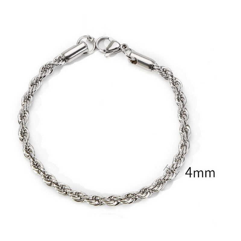 Planderful Jewelry Gold Twist Chain Bracelet In Titanium Steel Water Ripple Finish