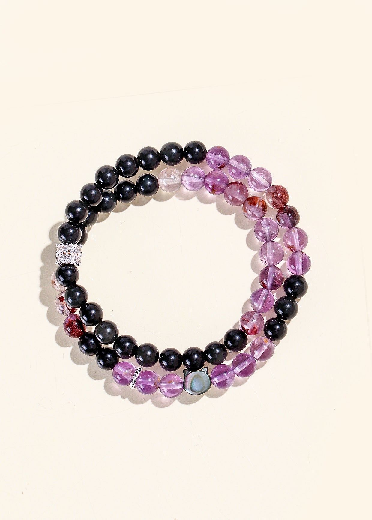Planderful Amethyst Double Circle Beaded Bracelet – Elegant High-End Fashion