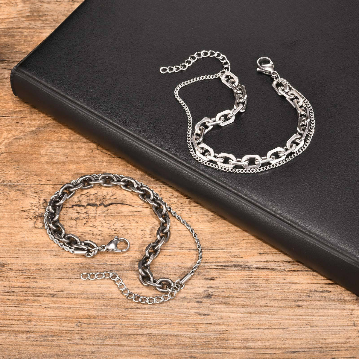 Bracelets Double Hip Hop Stainless Steel Bracelet