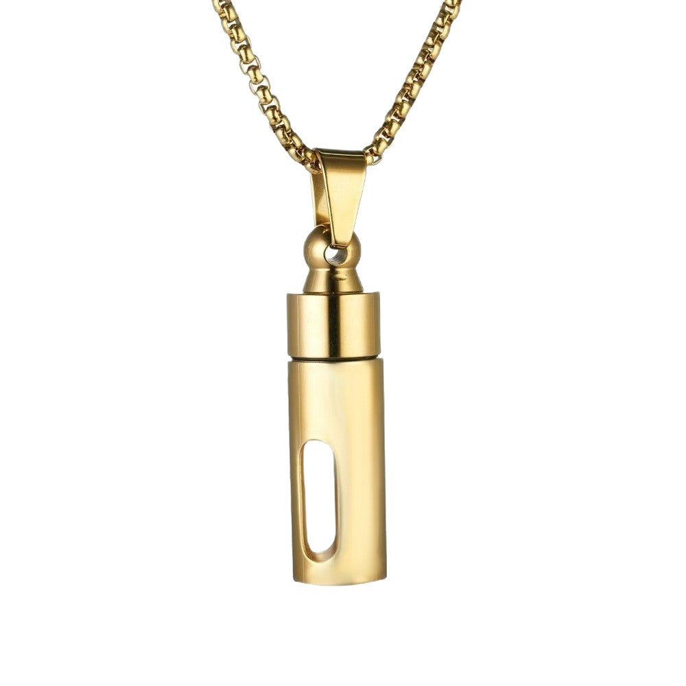 Open Perfume Stainless Steel Pendant Necklace