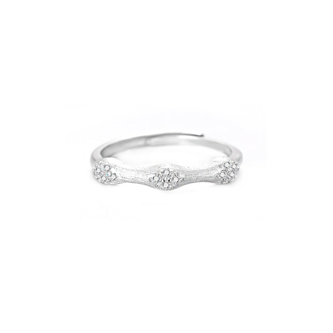Bamboo Inlaid S925 Sterling Silver Women's Ring