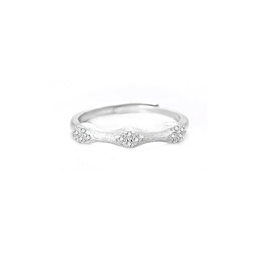 Bamboo Inlaid S925 Sterling Silver Women's Ring