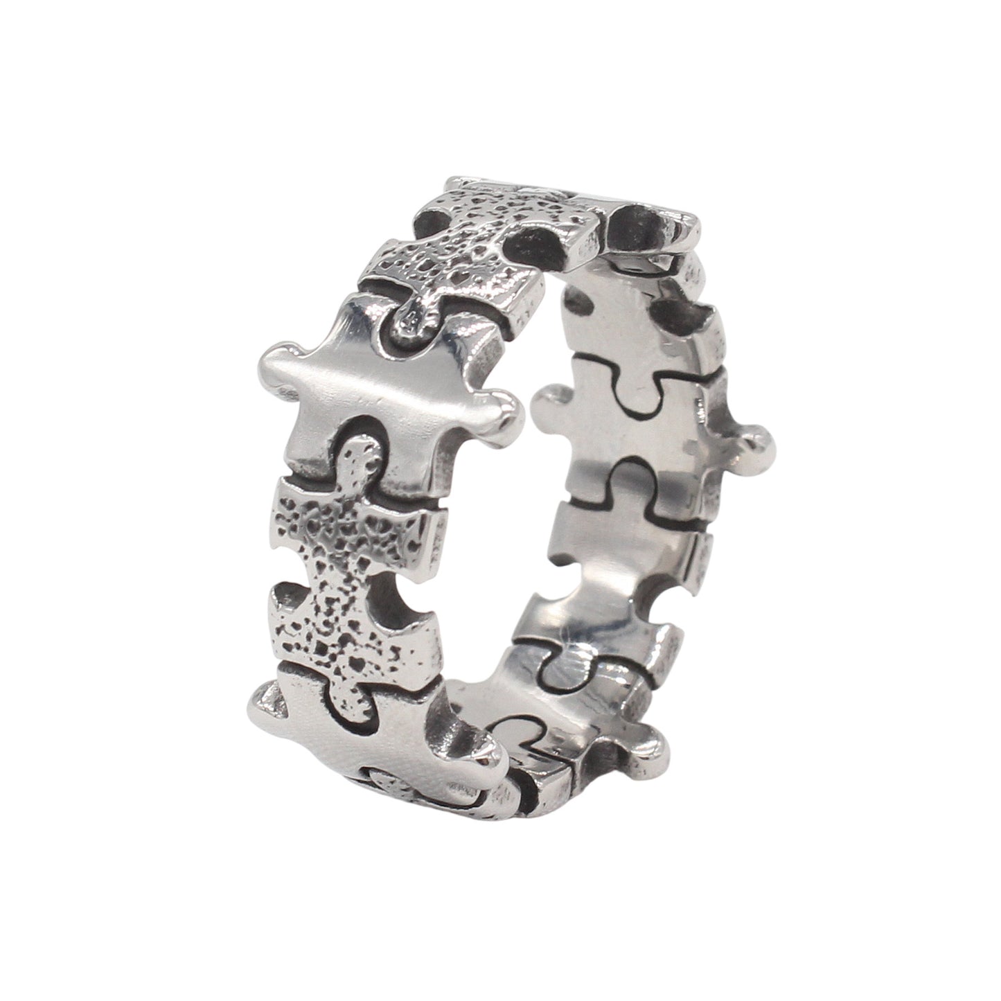 Planderful Jewelry Men's Titanium Steel Puzzle Ring, European American Vintage Style
