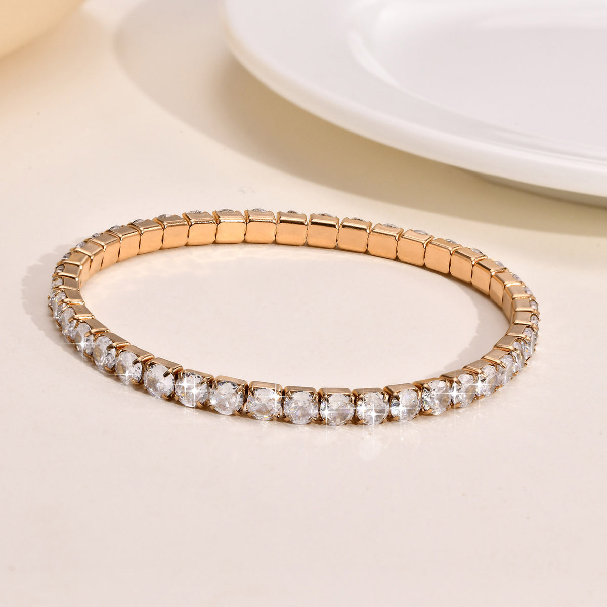 Zircon Adjustable Stainless Steel Bracelet Unisex