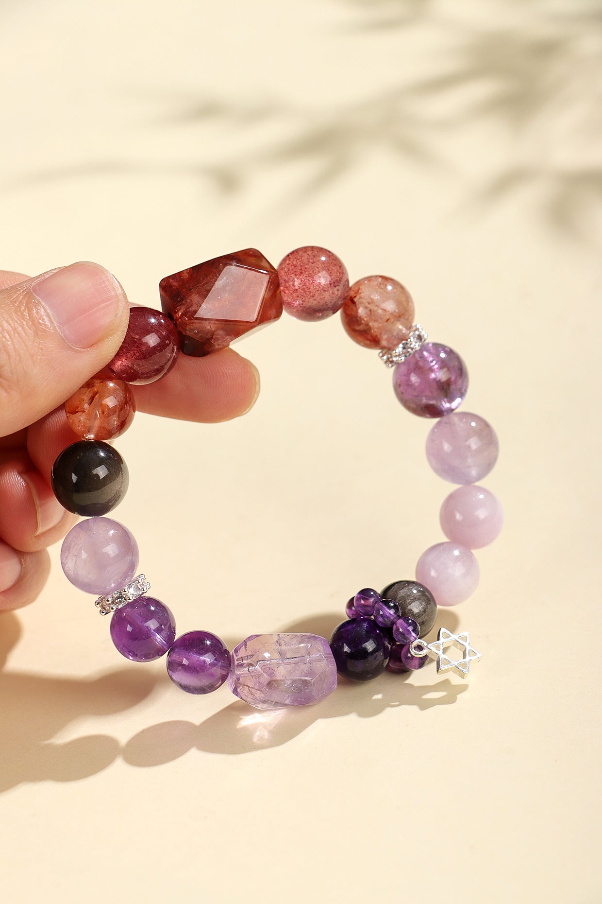 Planderful Fortune's Favor Bracelet – Elegant Crystal Design with Amethyst and Strawberry Accents
