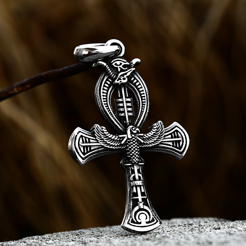 Egyptian Style Cross Titanium Steel Pendant – Stainless Steel Casting Necklace