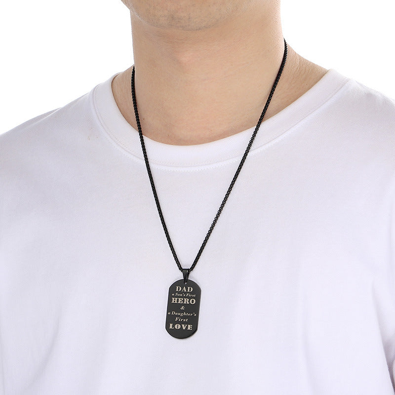Dad Hero Stainless Steel Pendant Fathers Day Gift For Men