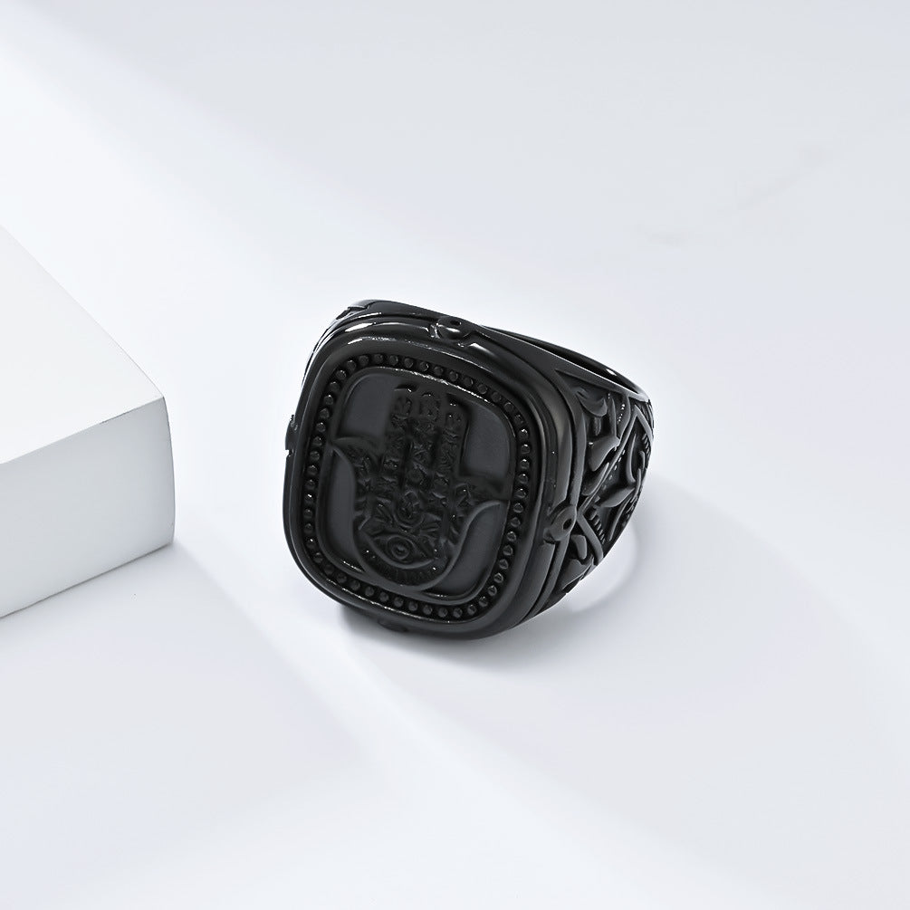 Steel Ring – Vintage Fatima Hand Design For Men Traditional West Asia North Africa Planderful