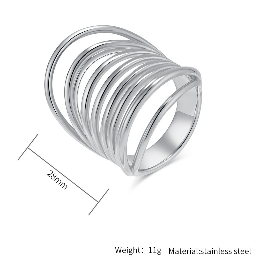 Planderful Gold Plated Titanium Steel Ring For Women Luxurious Statement Jewelry Size 6 11