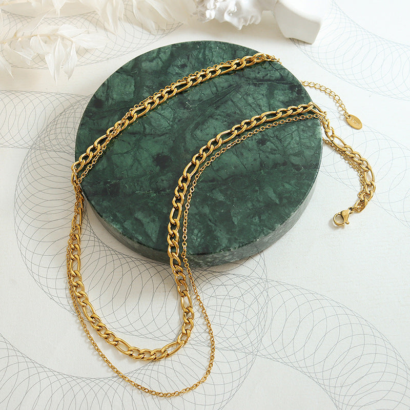 Chic Titanium Necklace with Double Layered Design