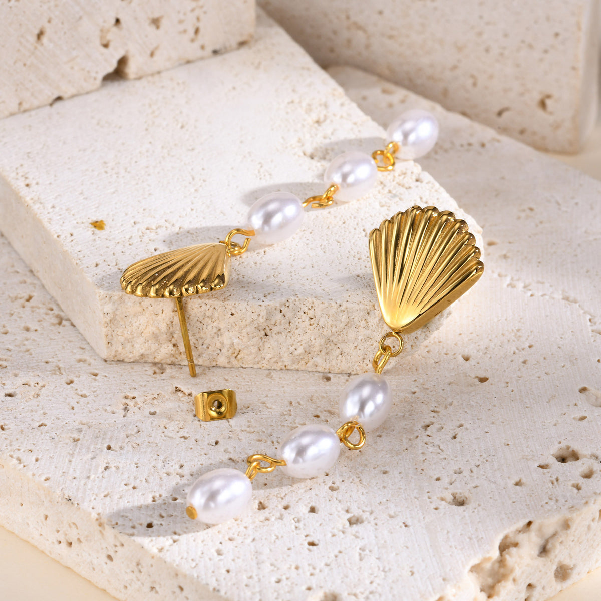 Stainless Steel Pearl Earrings