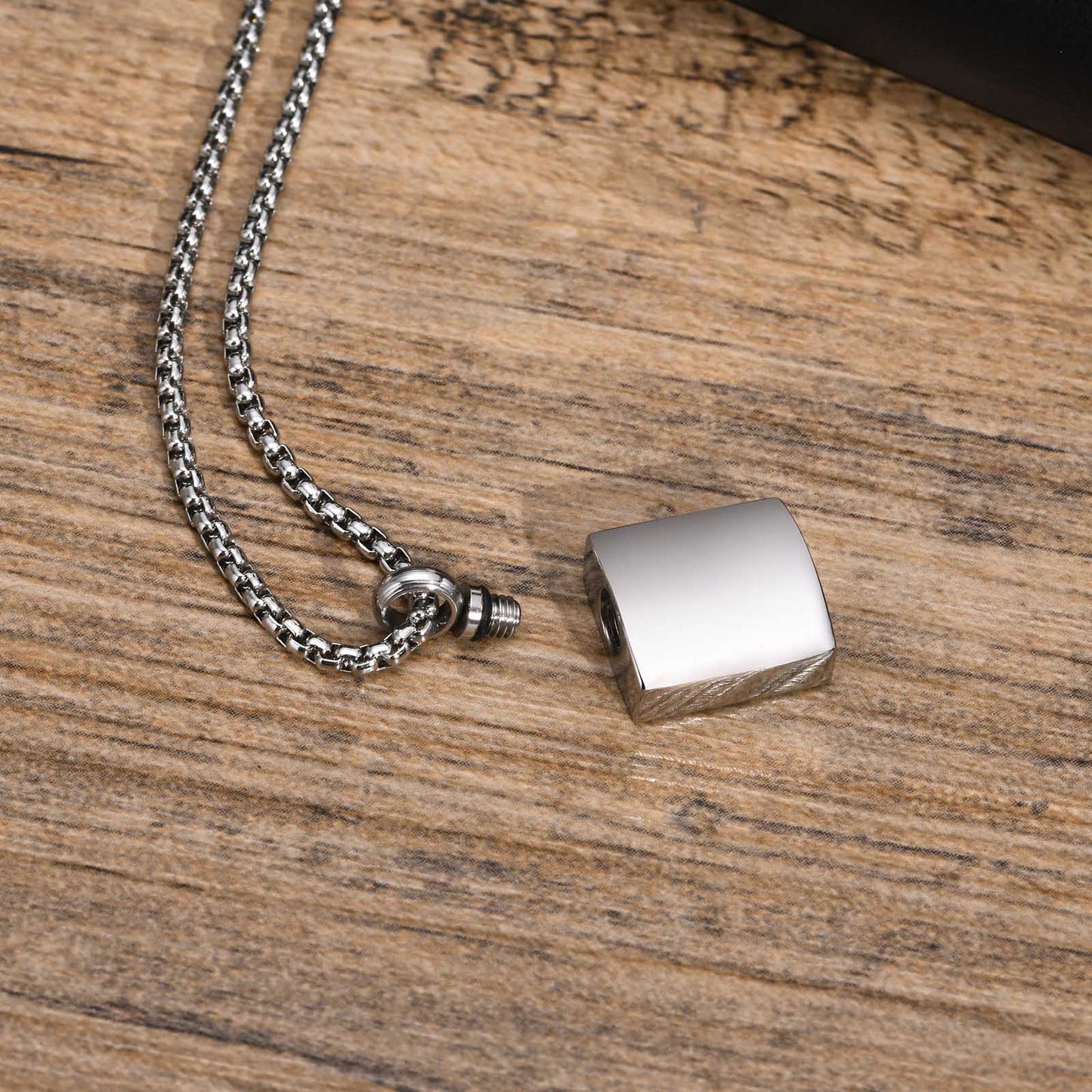 Stainless Steel Simple Small Square Surface Light Pendant for Men