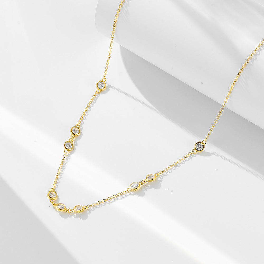 925 Sterling Silver Classic Stacked Zircon Necklace Sense Versatile Necklace