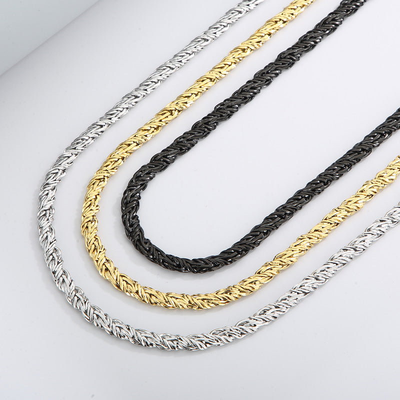 Hip Hop Stainless Steel Woven Twist Chain Necklace Male Titanium