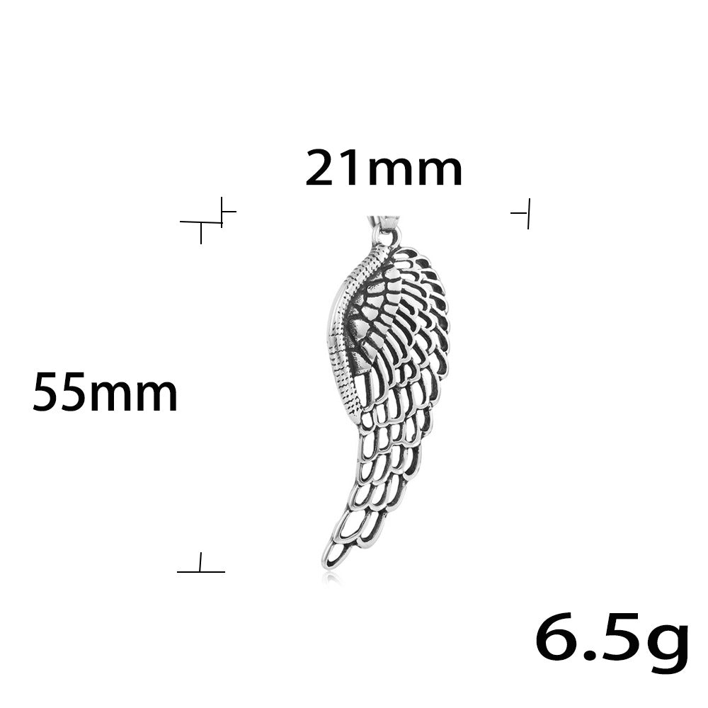 European And American Stainless Steel Feather Wing Pendant