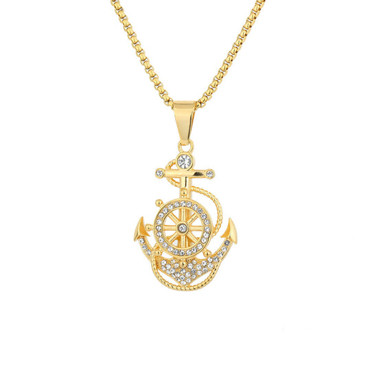 Steel Pendant - Elegant Navy Anchor