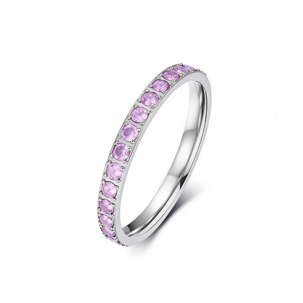 Stainless Steel Zircon Ring