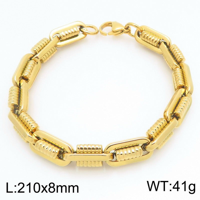Design Metal Chain Bracelet – Mechanical Wind Rock Vacuum Plating Titanium Steel Men's