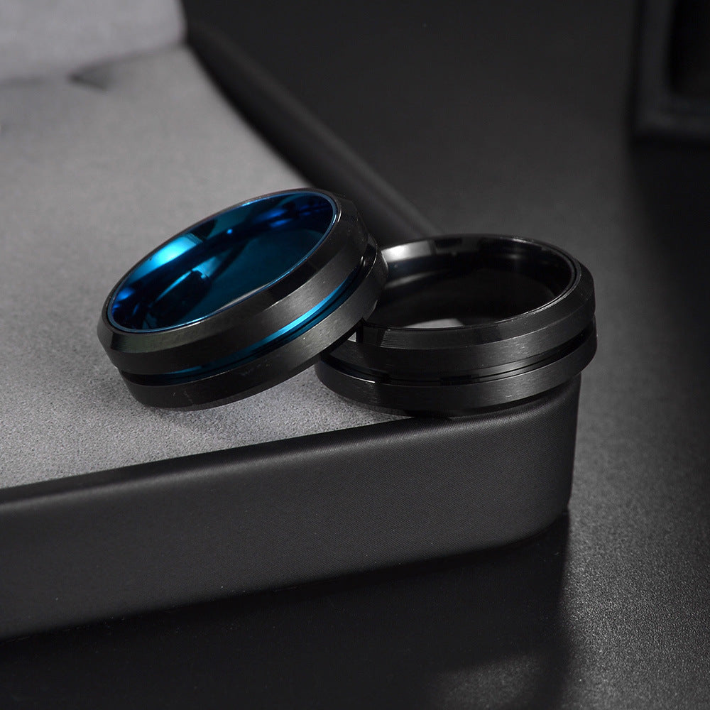 Rotating Black Titanium Ring for Men - European and American Jewelry