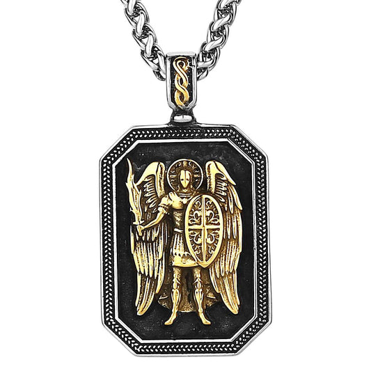 Planderful Everyday Genie Mens Stainless Steel Angel Sword Pendant Necklace Bold Domineering Style