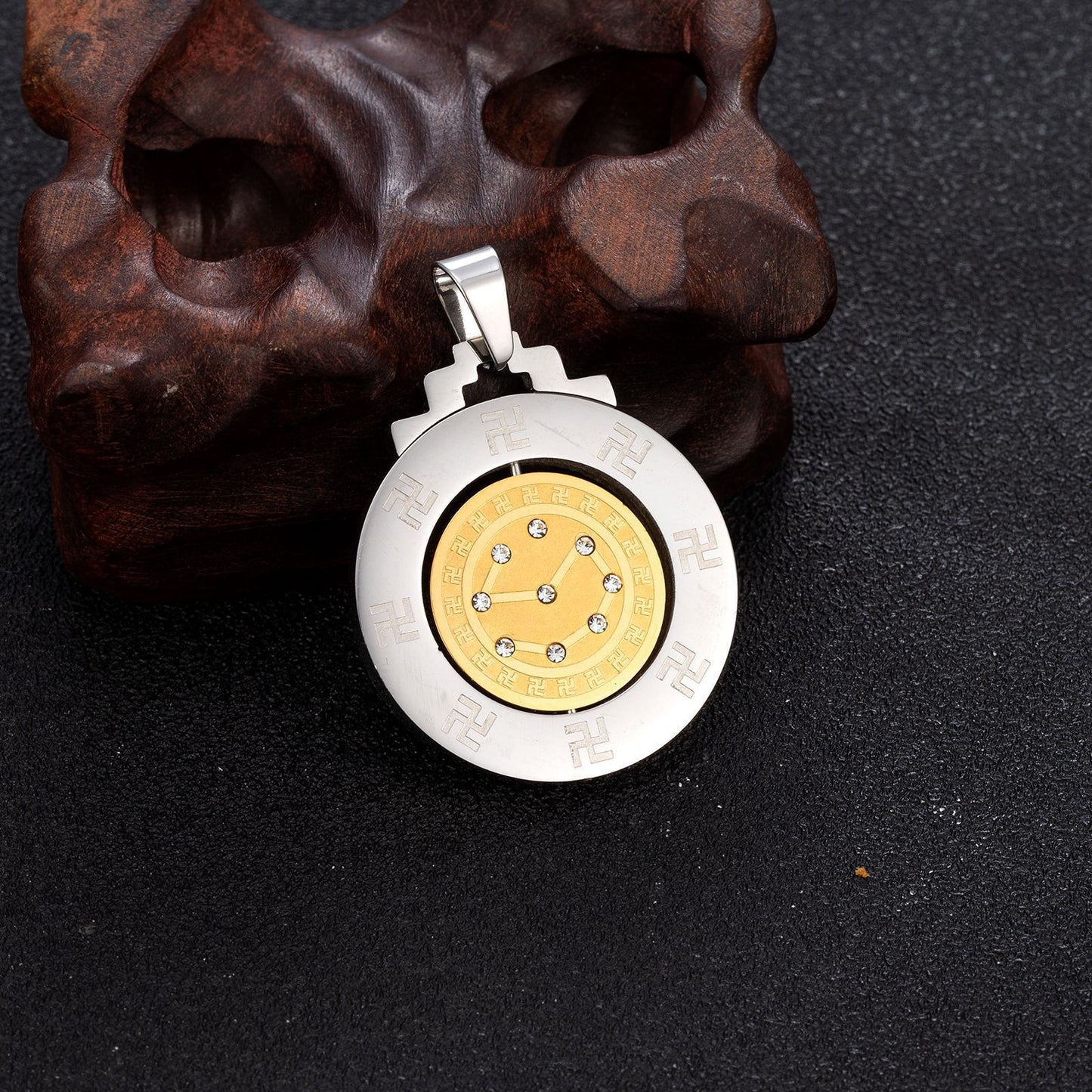 Stainless Steel Necklace Planderful Everyday Genie Rotatable Zodiac Beidou Seven Stars For Men