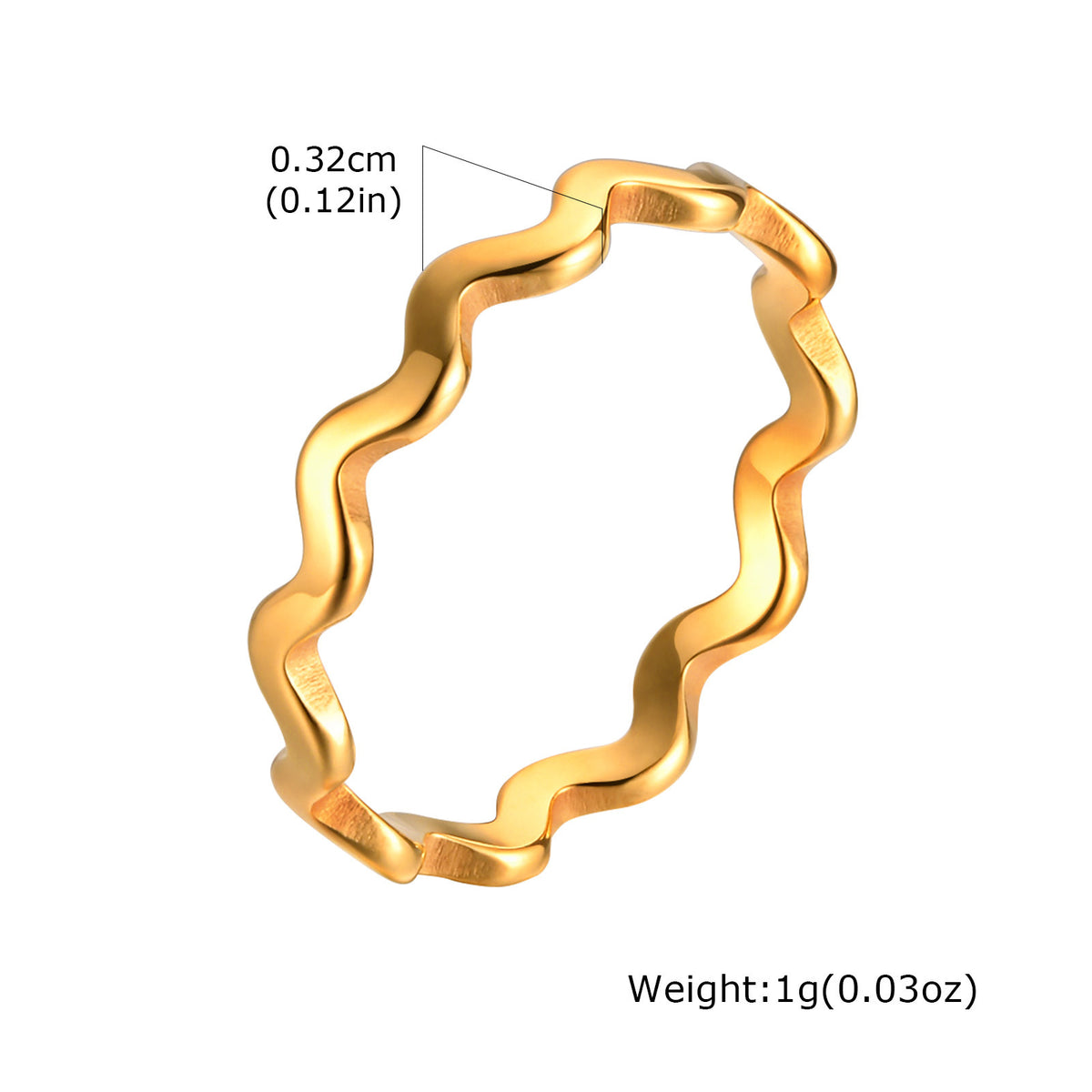 Stainless Steel Gold Wave Ring Titanium Steel Ring Couple Ring
