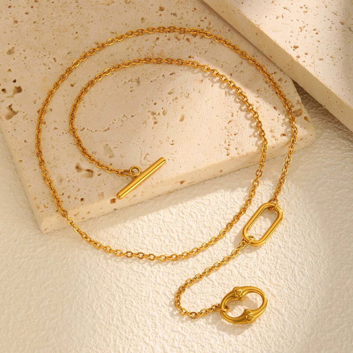 Modern Gold-Tone Stainless Steel Necklace