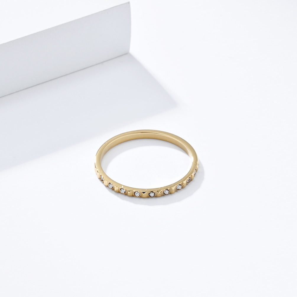Planderful Zircon Tail Ring Titanium Steel Stacked Ring For Everyday Elegant Women