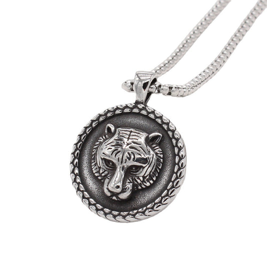 Tiger Head Pendant Necklace Titanium Steel Durable For Men Unisex Hip Hop Style Planderful