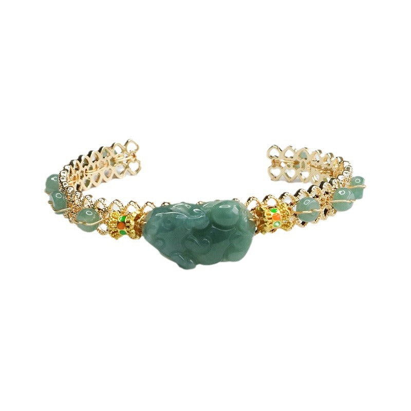 Blue Water Jadeite Pixiu Cuff