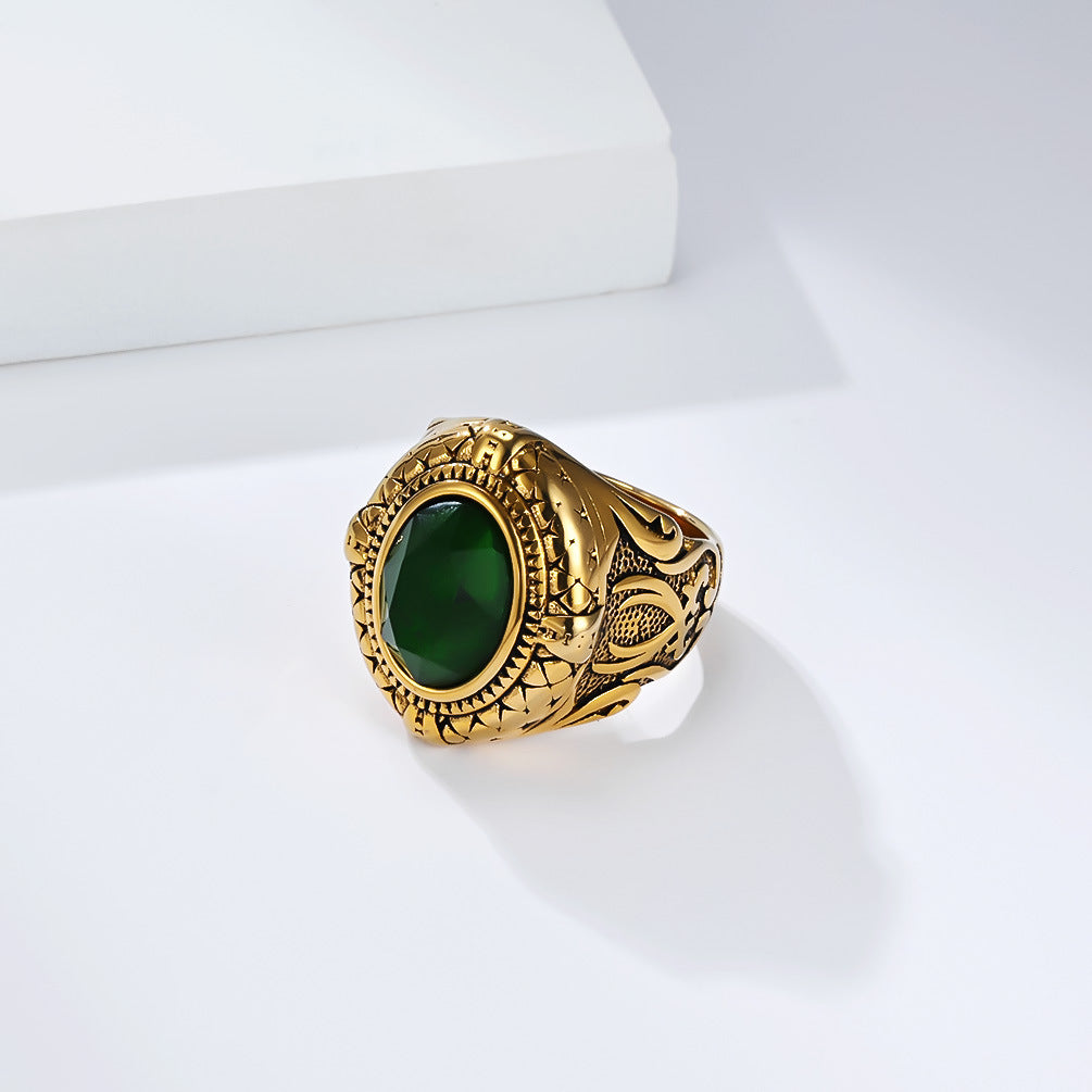 Planderful Everyday Genie Retro Zulfikar Sword Zircon Ring For Men Unisex Stainless Steel Protection Jewelry