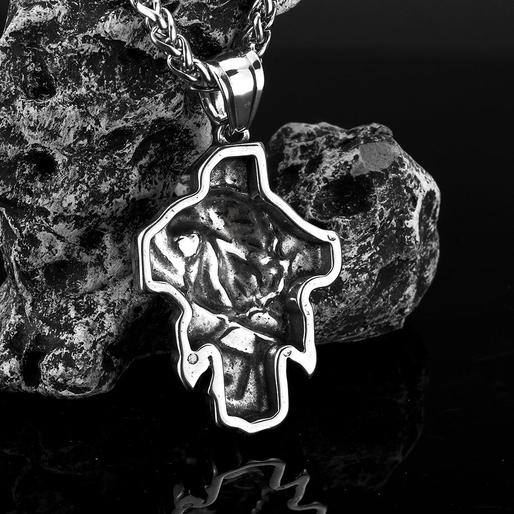 Vintage Men's Jewelry Eagle Cross Stainless Steel Pendant Necklace