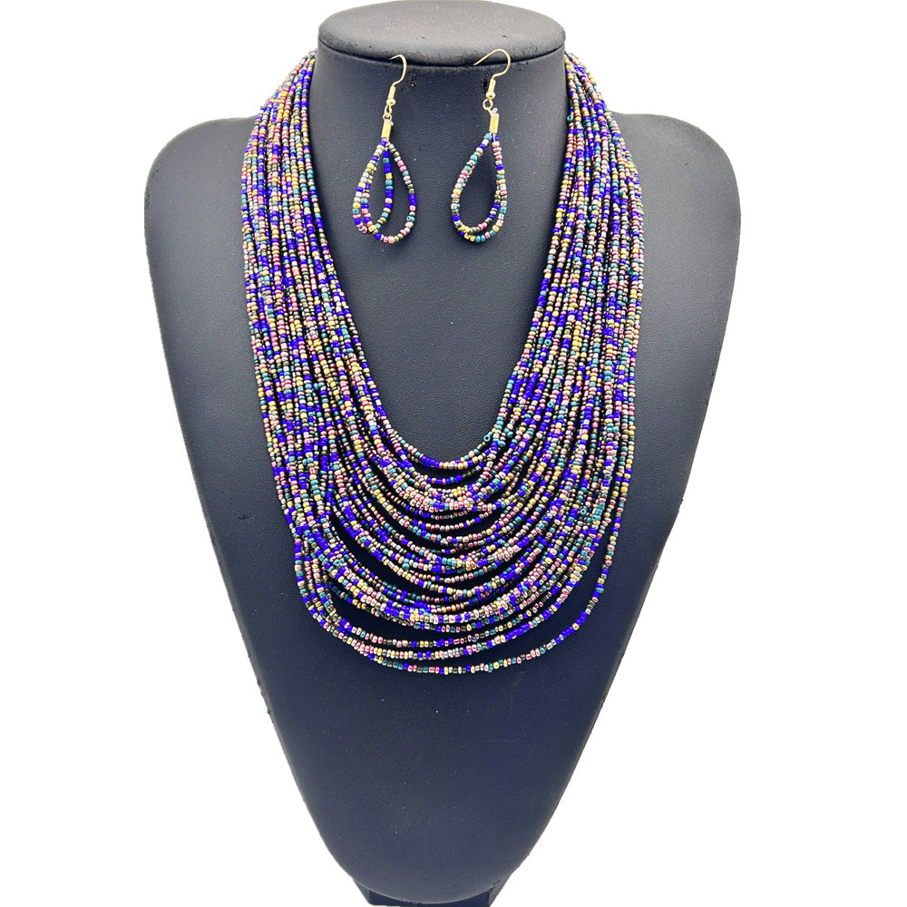 Layered Beaded Handmade Necklace with Retro Ethnic Flair