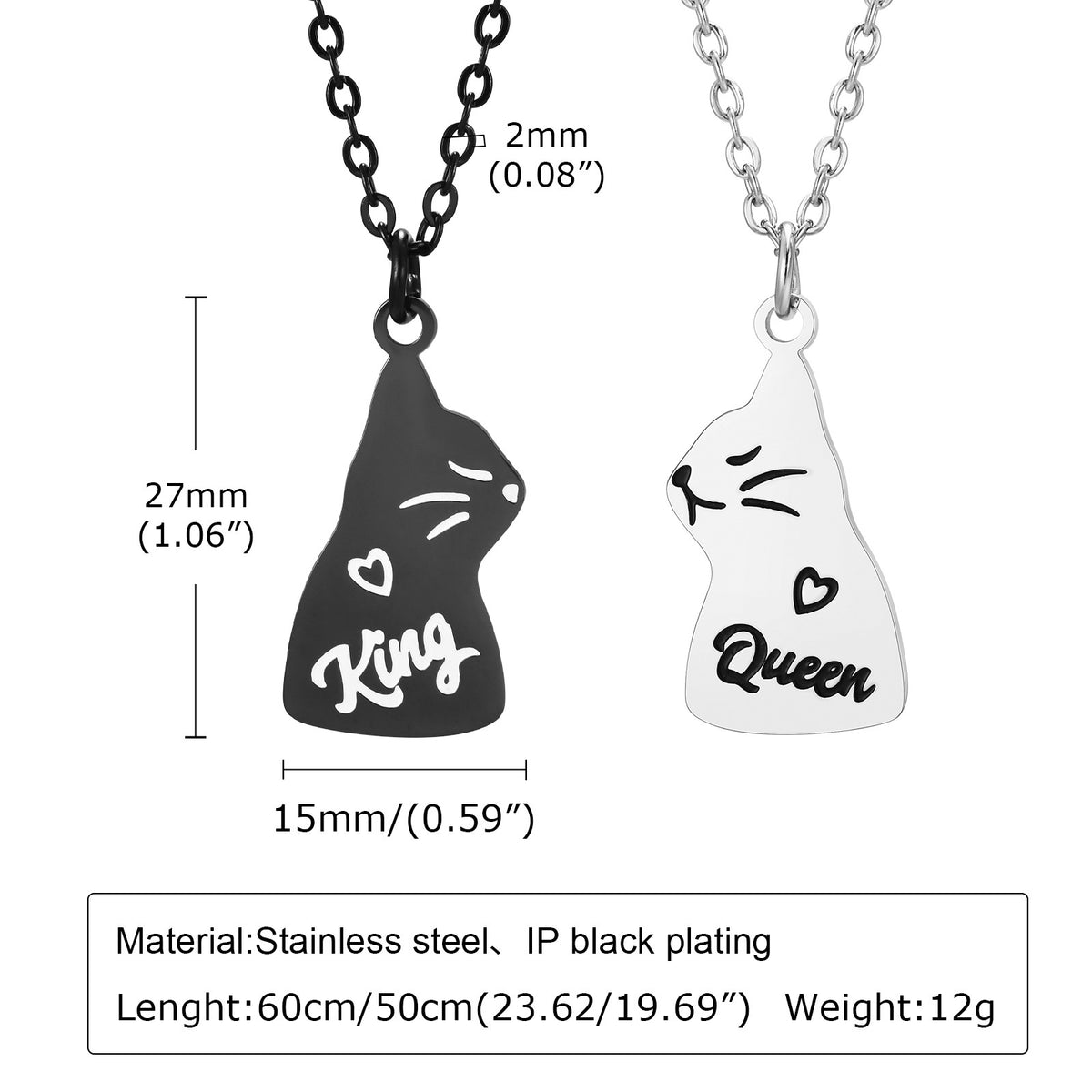 Black Stainless Steel Necklace Unisex
