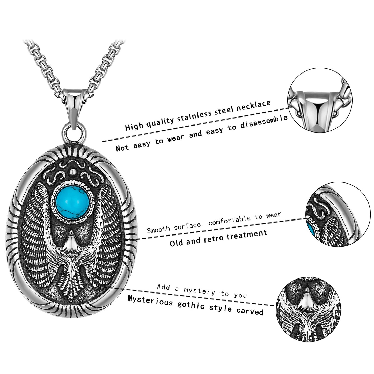 Turquoise Necklace – Statement Men's Locomotive Tag