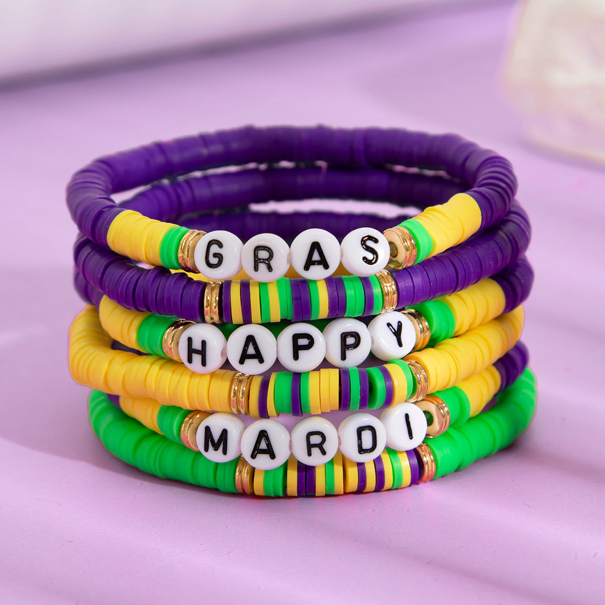 Planderful Vienna Verve Bracelet Set – Personalized Stacked Acrylic Beaded Design