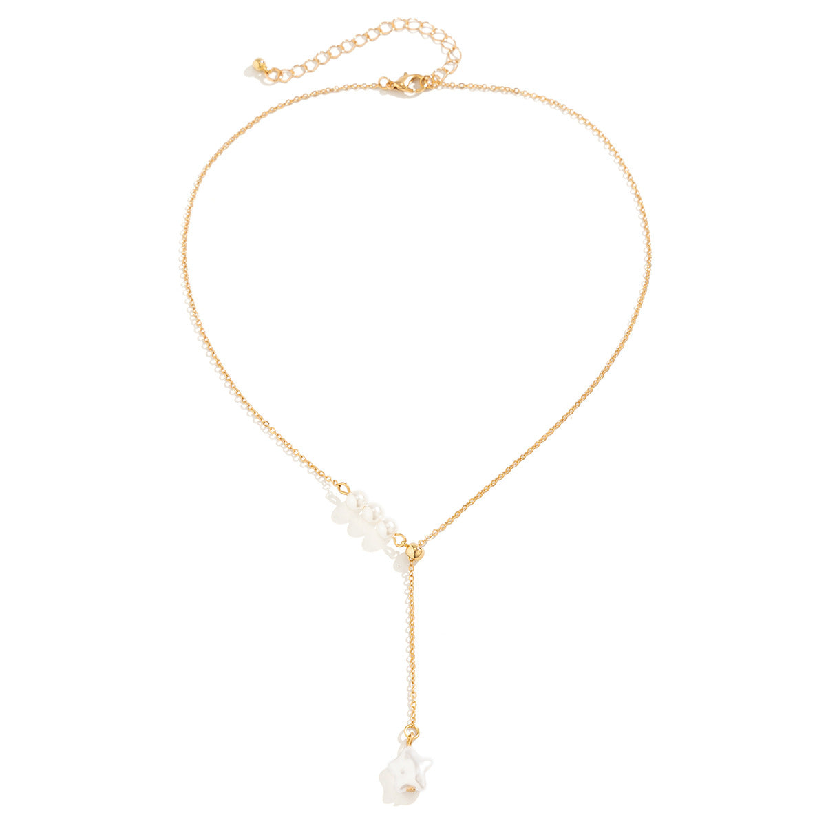 Adjustable Star & Pearl-Style Pendant Necklace